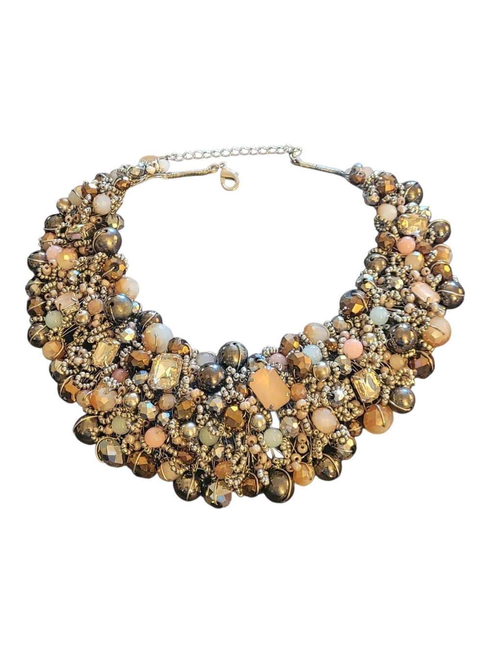 Aldo 'Arvane' Cluster Bib Necklace in Gold and Peach Tones